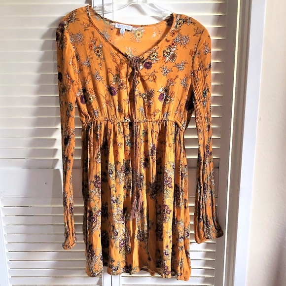 Patrons of Peace Orange Floral Empire Waist Dress - Picture 3 of 8